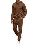 Babioboa Men's Tracksuit 2 Piece Sweatsuit hoodie Long Sleeve Pullover Athletic Suit For Sports Casual Jogging(Brown,M)