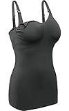 Women's Maternity Nursing Tank Tops with Built in Bra for Breastfeeding Shirt 4Pack Color Black Grey Green Size L