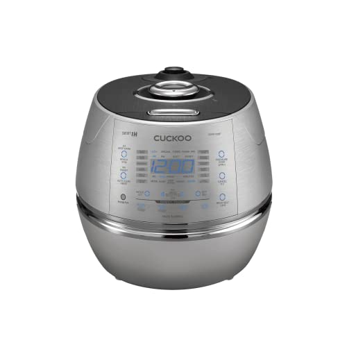 Cuckoo CRP-CHSS1009FN 10 Cup Induction Heating Pressure Rice Cooker, 19 Menu Options, Stainless Steel Inner Pot, Made in Korea, Silver
