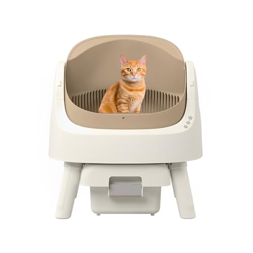 Autoscooper 11, Self-Cleaning Automatic Cat Litter Box, with Open-Top Design, Included Safety Sensor and 10L Large Waste Bin, with Trash Bags and Litter Mat, Coffee Brown(Manufacture by PETPIVOT INC)