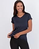 Real Essentials Womens V Neck T-Shirt Ladies Yoga Top Athletic Tees Active Wear Gym Workout Zumba Exercise Running Essentials Quick Dry Fit Dri Fit Moisture Wicking Basic Clothes, Set 1, L, Pack of 5