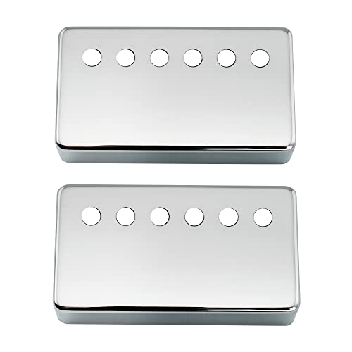 Musiclily Pro 49.2mm Nickel Silver Alloy Humbucker Pickup Covers Set for American made Electric Guitar, Chrome (Set of 2)