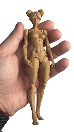 1/12 Scale Female Action Figure,6inch Super Flexible Girl Figure Body Doll with Head Sculpt&Replaceable Chest Legs Accessory Collection (Black Skin)