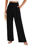 PRETTYGARDEN Women's Summer Work Pants Elastic High Waisted Straight Leg Business Casual Dressy Trousers Slacks with Pockets (Black,X-Large)