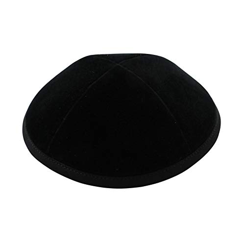 Cool Kippah Velvet Four Part Designed Yarmulkah for Boys (Size 7, Black)