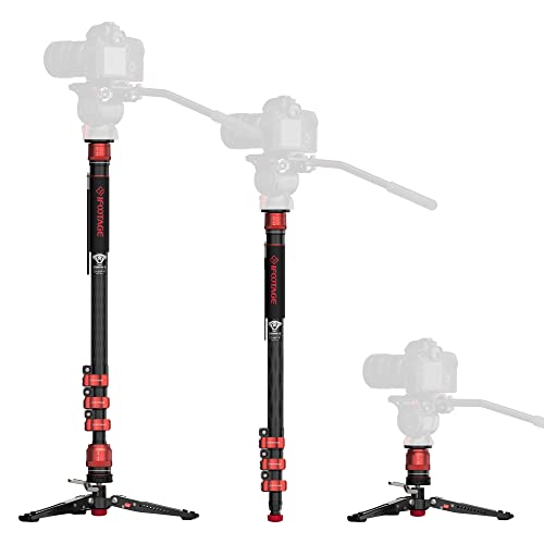 IFOOTAGE Cobra 3 Carbon Fiber Monopod with Pedal, 71" Professional Mono pod for Cameras, Portable Travel Mono Pod with Feet, Max Load 17.64 lbs, Compatible with Sony Canon Nikon DSLR Camera, C180F-P