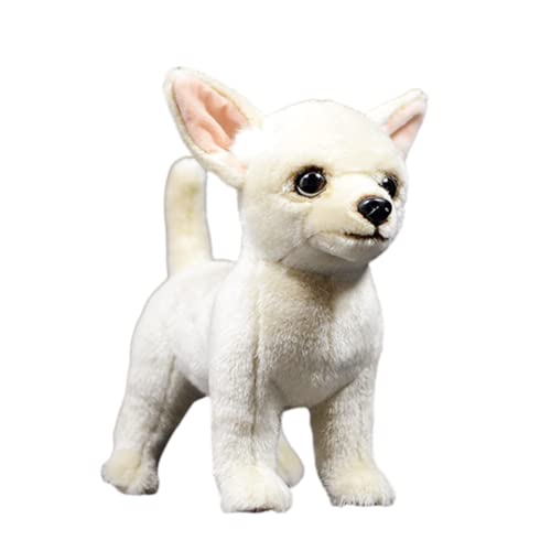 Tiny Heart Cute Chihuahua Stuffed Animal, Dog Plush Toy 10inch Puppy Super Soft Realistic Chihuahua Plush Home Decor Gifts for Kids Boys and Girls Simulation