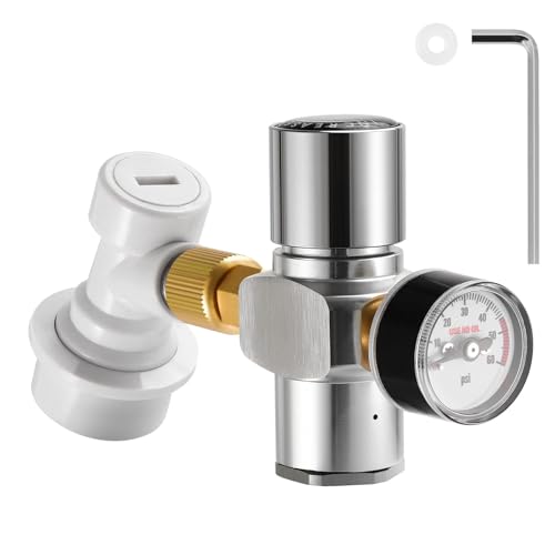 Dbgogo Hold Stable Pressure 0-60 PSI Mini Keg Regulator, No Leaking Portable Cornelius Corny Beer Growler Outdoor Picnic Party Carbonation CO2 Gas Ball Lock Disconnect Mini keg Charger Regulator