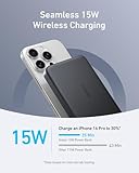 Anker MagGo Power Bank, Ultra Slim 10000mAh Magnetic Battery Pack, Qi2 Certified, Portable, 15W Ultra Fast MagSafe Compatible Charger, Ergonomic Design, Only for iPhone 15/14/13/12