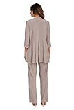 R&M Richards Women's Lace ITY 2 Piece Pant Suit - Mother of The Bride Outfit, 6 Mocha