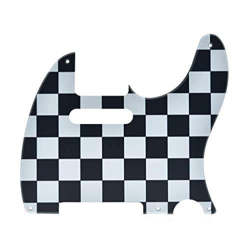 Dopro 5 Hole Vintage Tele Guitar 3D Printed plastic Pickguard Scratch Plate for USA/Mexican FD Telecaster Black/White Grid