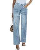 GRAPENT Comfy Work Pants Women's High Waisted Mom Jeans Lightweight Cowgirl Chino Pants Ice Blue Size M 8 10