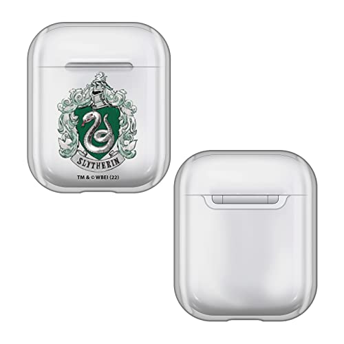 Head Case Designs Officially Licensed Harry Potter Slytherin Crests and Shields Clear Hard Crystal Cover Compatible with Apple AirPods 1 1st Gen / 2 2nd Gen Charging Case