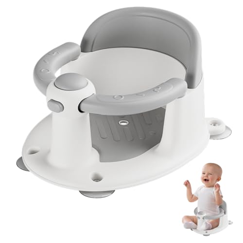Trankerloop Baby Bath Seat for Babies 6 Months & up, Non-Slip Toddler Bath Seat for Baby & Newborn, Sit Up Bath Seat for Baby,Grey