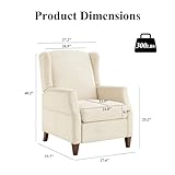 COLAMY Wingback Pushback Recliner Chair with Storage Pocket, Upholstered Fabric Living Room Chair Armchair with Wood Legs and Nailhead Trim, Beige