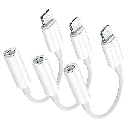 Aprolink Apple MFi Certified 2 Pack Lightning to 3.5mm Headphone Aux Audio Jack Adapter, iPhone Dongle Cable Earphones Headphones Converter Compatible with iPhone 13 12 11 Pro X XR XS Max 8 7 (3)