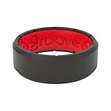 Groove Life Edge Black/Red Silicone Ring - Breathable Rubber Wedding Rings for Men, Lifetime Coverage, Unique Design, Comfort Fit Ring - Size 9