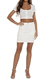 GUANYY Women's White Denim Skirt Junior High Waisted Stretchy Slim-Fit Y2k Cute Mini Jeans Skirts Casual Day White Medium