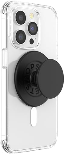 PopSockets PopGrip for MagSafe, Magnetic Phone Grip & Stand, Swappable Top, Secure Grip for iPhone MagSafe Cases, Kickstand for Hands-Free Viewing, Wireless Charging Compatible - Black