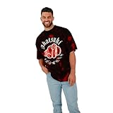 Naruto Akatsuki Cloud Crew Neck Short Sleeve Oversized Drop Shoulder Red & Black Cloud Wash Men's T-Shirt-XL