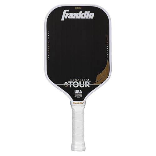 Franklin Sports Pro Pickleball Paddles - FS Tour Featherweight Series Lightweight Paddles - USA Pickleball Approved - Raw Carbon Fiber Surface - Dynasty - 12mm Polymer Core - White