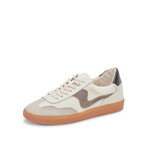 Dolce Vita Women's Notice Sneaker, White/Grey Leather, 7