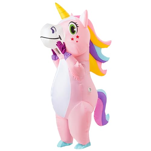 Spooktacular Creations Halloween Inflatable Costume Adult, Full Body Unicorn Blow Up Costume for Halloween Dress Up Holiday Themed Cosplay Parties(Pink)