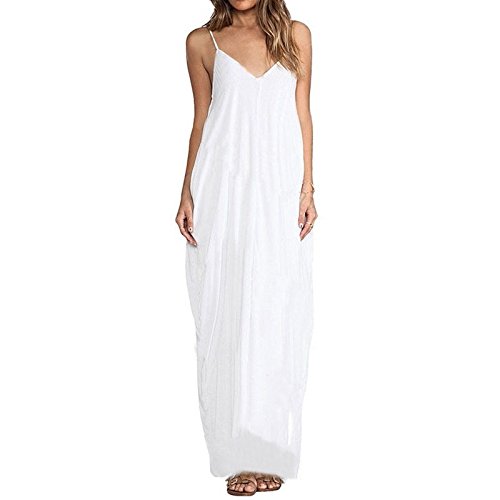 2016 Summer Zanzea Women Dress Sexy V Neck Sleeveless Beach Dresses Ladies Casual Loose Long Maxi White Dress Vestidos Size L
