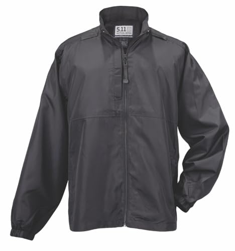 5.11 Tactical Men's Packable Jacket, Wind Resistant, Lightweight, Style 48035, Black (New), Large