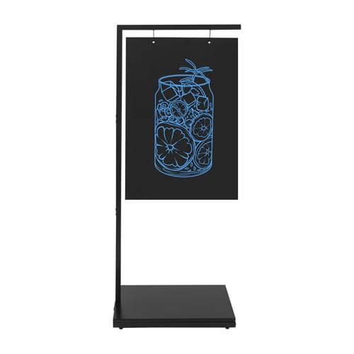 Bacocoo 11.8x18.3x43.3 inch Vertical Blackboard, Hanging Metal Sidewalk Sign with Base, Chalkboard Easel for Cafe, Bar, Bistro, Florist, Wedding Outdoor, Portable Double-Sided Chalkboard Sign.