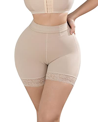 KELLYLEE High Waisted Underwear Shapewear for Women Butt Lifter Panties Hip Enhancer Body Shaper Tummy Control Shorts Waist Trainer Thigh Slimmer Panty Beige XL