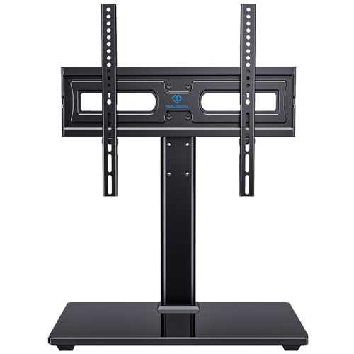 PERLESMITH Universal Swivel TV Stand-Table Top TV Stand for 32-65 inch TV-Height Adjustable TV Base with Heavy-Duty Tempered Glass Base, VESA 400x400mm up to 88lbs, PSTVS17
