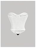 Floerns Women's Necktie Decor Sleeveless Strapless Tube Top Hanky Hem Y2k Corset Top White Small