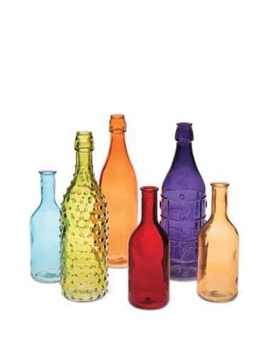 Gardener's Supply Company Exclusive Colorful Garden Bottles Yard Decor | Aesthetically Beautiful Colored Glass Bottles & Outdoor Decorations For Bottle Tree Garden | 6 Piece Set