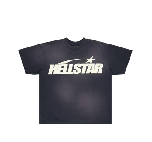 Villeion Styles HELLSTAR Streetwear Fashion T-Shirt (US, Alpha, Large, Vintage Black Tee)