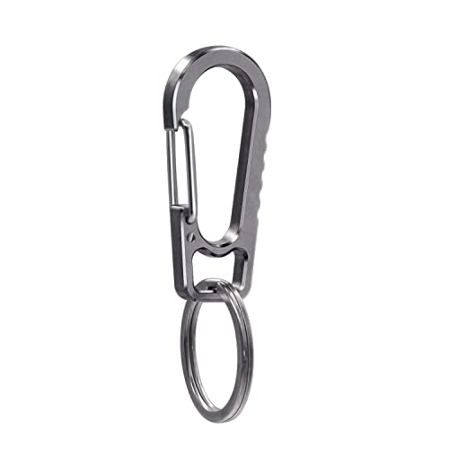AIIKEE Titanium Heavy Duty Keychain Carabiner, EDC Key Clip Anti-Lost Quick Released Backpack Hook, Car Keychain Clip, Belt Loop Clip, Outdoor Camping Keyring（Silver
