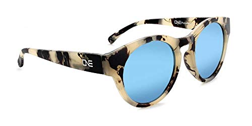 Optic Nerve - 2022 Premium & Affordable Polarized Oversized Sunglasses for Women, Rizzo Edition with Matte Beige Marble Frame/smoke/Ice Blue Mirror Lens