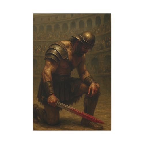 Defeated Gladiator in Colosseum – Roman Warrior Canvas Print | Dramatic Historical Art | Ancient Rome Decor