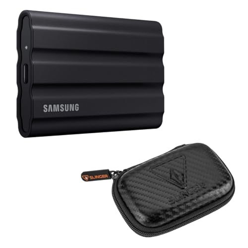Samsung T7 Shield 1TB USB 3.2 Gen 2 Type-C Portable External SSD, Black, with HD-2 Drive Case