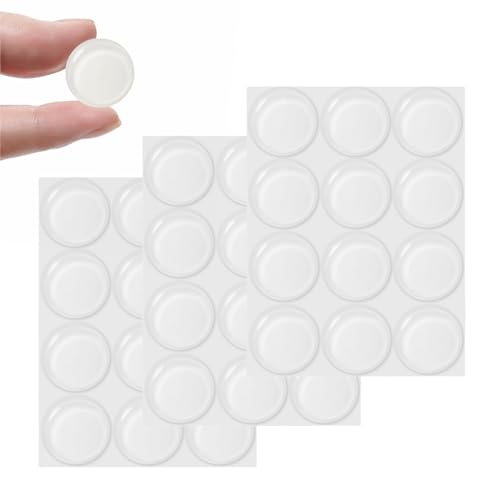 Glass Table Top Anti Slip Pads - Furnigear 3/4" Glass Table Top Bumpers Grippers Non Slip Sticker Self Adhesive Rubber Pad Feet for Cutting Board, Furniture, Laptop, Under Glass - Round Clear 36 Pcs