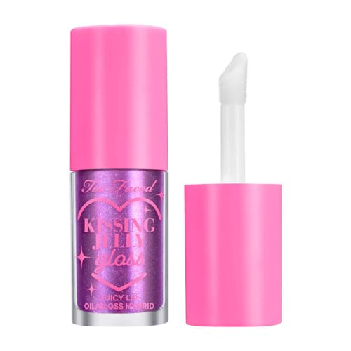 Too Faced Kissing Jelly Lip Oil Gloss | Sunflower & Jojoba Oils, 0.15 Fl Oz, Birthday Kiss