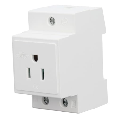 DIN Rail Socket, DIN Rail Mount Modular Power Socket Single AC Outlet, Built in Protective Outlet for Distribution Panel (US AC110?250V 15A)