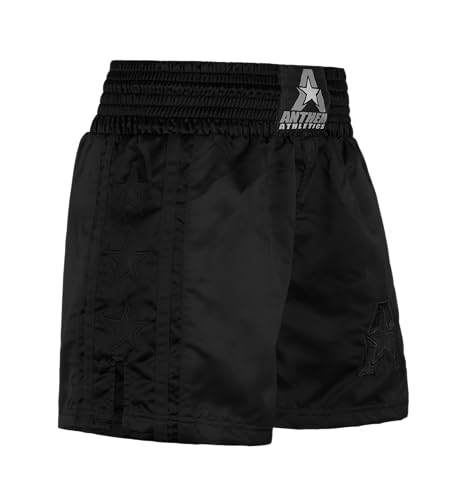 Anthem Athletics Muay Thai Shorts Men, Muay Thai Shorts Women - Kickboxing Short Boxing Trunks 5050 Classic Infinity Resolute - Black - Large