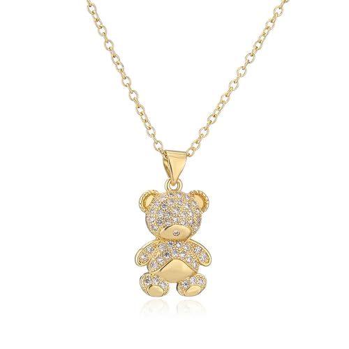 MOLAYES Cute Gold Bear Necklace For Women - Playful Animal Bear Pendant Nature-inspired Fashion Accessory Adorable Charm Animal Jewelry Gift