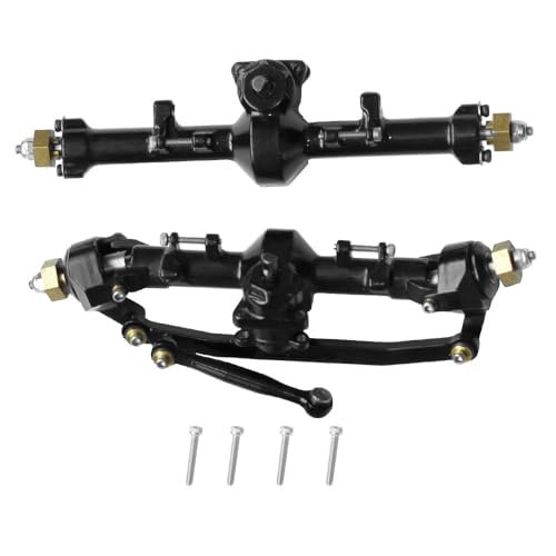 eje delantero y trasero completo de aleación de aluminio para camión 1/24 RC Crawler Axial SCX24 90081 C10 - (Color: Black, CN)
