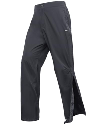 33,000ft Men's Rain Pants Full Zip Waterproof Pants Breathable Rain Over Trousers for Outdoor Hiking Golf Work Grey