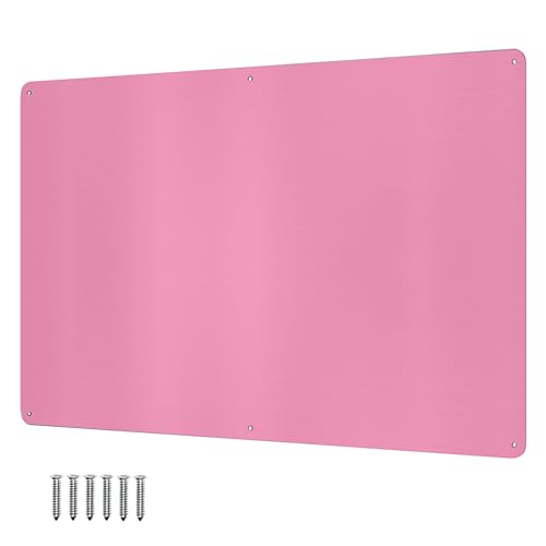 17.5inchX11.5inch Large Stainless Steel Plate for Magnets, 3M Adhesive Back, Mounting Screws, Ideal for Magnetic Shelf, Spice Holders, Fridge Magnets. Mount Anywhere! (Pink, 1 Pack)
