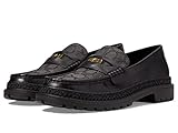 COACH Men's Casual ooper Loafer With Signature Jacquard And Signature Coin, Color Black, Size 11