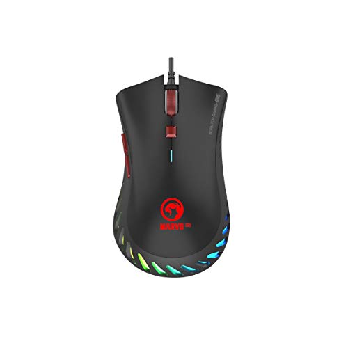 Marvo Pro Wired Optical Gaming Mouse 7 Buttons RGB Backlight DPI 1000/1600/3200/6000/10000 20 Million Clicks (G985), Black
