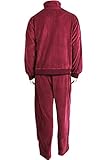 Sweatsedo Mens Velour Tracksuit (Large, Burgundy)